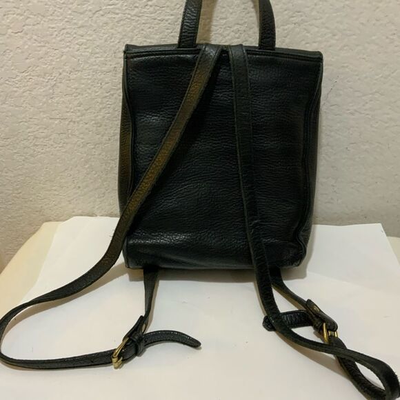 Vintage Field Manor Modern Classics Black Leather Backpack Bag 12"L x 9"W - Picture 3 of 10